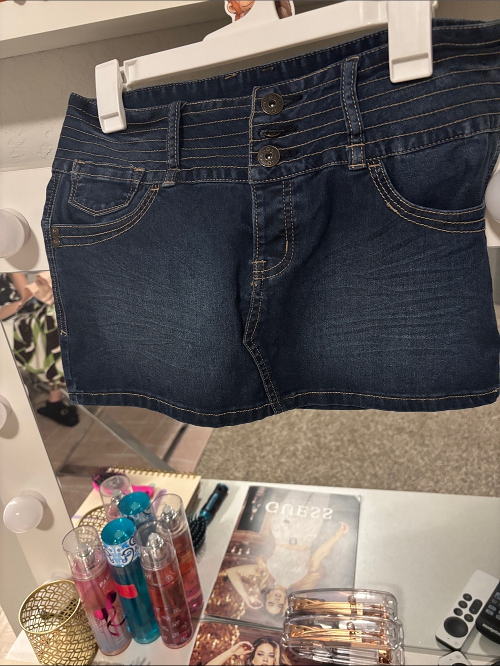 G by Guess Dark Wash Denim Mini Skirt - Blue Size 29